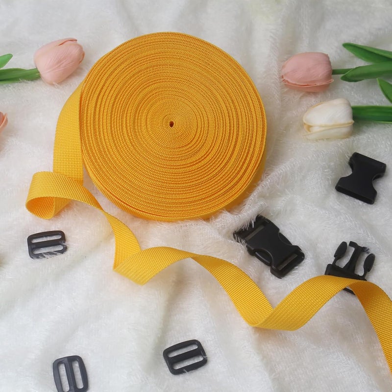 ZHFMLY ZHFMILY Gold Straps with Buckle 1 inch, 20 Yards Polypropylene Webbing Straps Ribbon for Sewing, Cloth, Seatbelt, Backpack Bag, DIY Crafts & Projects - Image 4